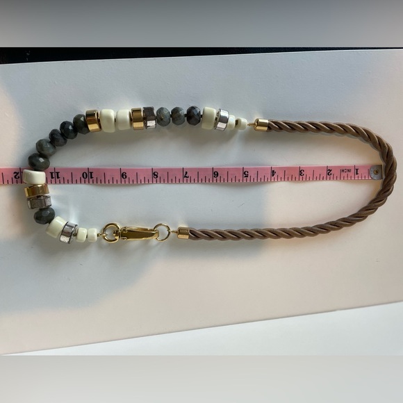 Stella & Dot Brown Rope Necklace!  labradorite stones resin beads, rope cord. - Picture 8 of 8